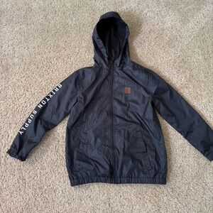 Brixton Black Hooded Kids Rain Jacket with Sleeve Logo